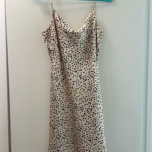 Cotton Candy Cream and Black Spotted Midi Dress